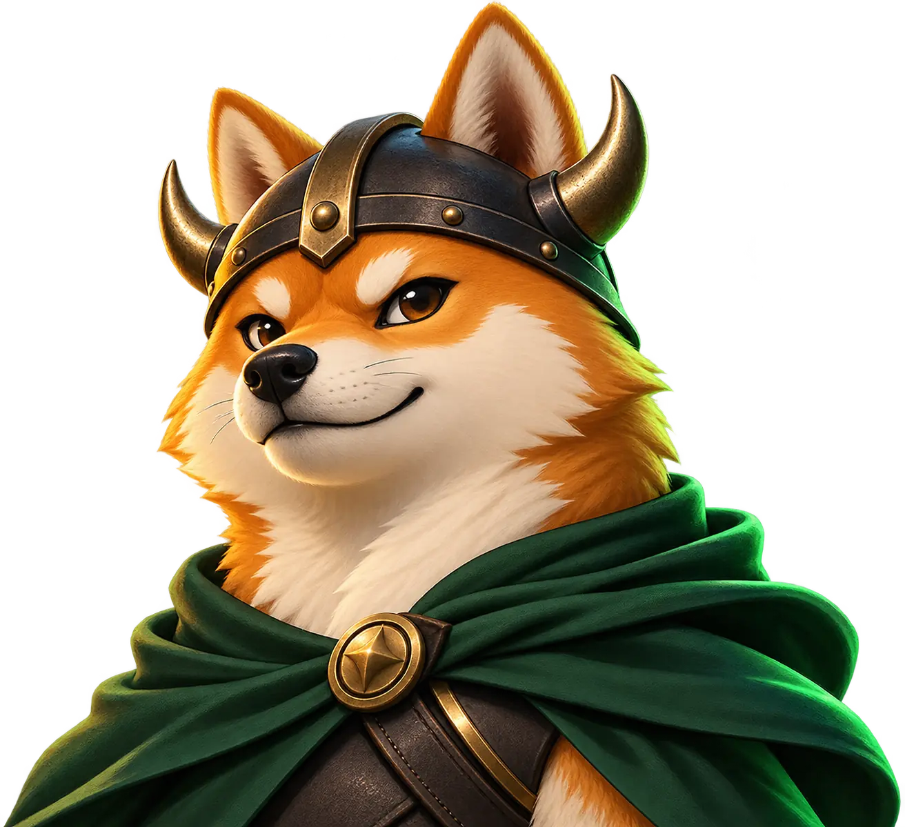 Illustration of Floki the Shiba Inu wearing Viking armour