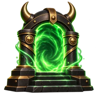 Green portal inside a Viking gateway
