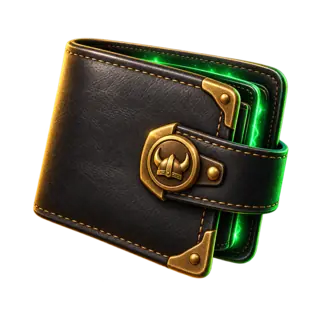 Dark Viking-style wallet glowing green